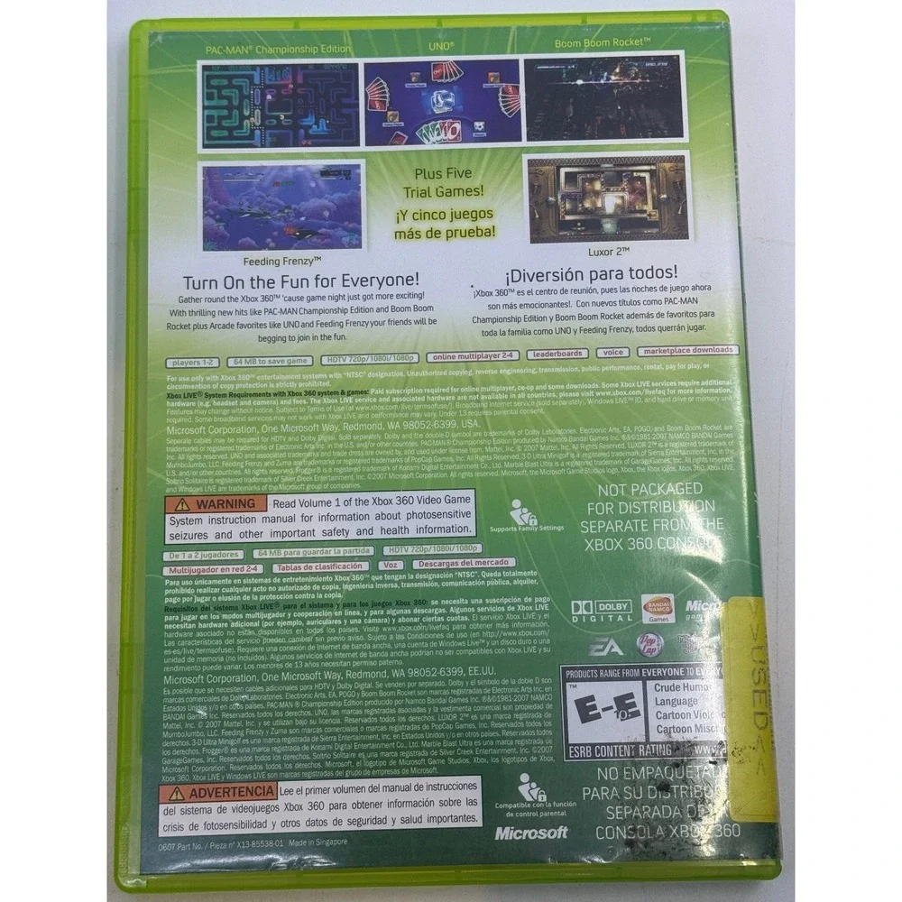 Xbox Live Arcade Compilation Disc Microsoft Xbox 360 NTSC Video Game Pac-Man Uno